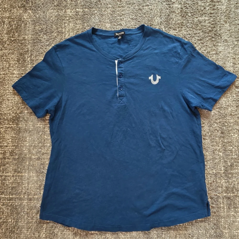 True Religion Men's Blue Henley Shirt
